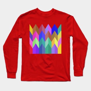 3d Vertical Colorful Chevron Pattern Long Sleeve T-Shirt
